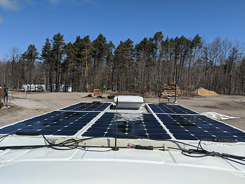 What customer say about Microgreen solar panels installed on the roof of her RV.